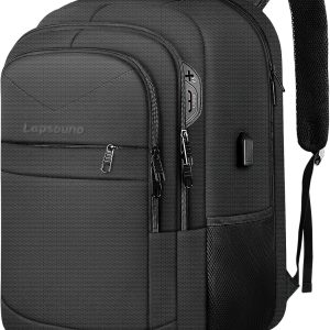 Travel Backpack, Large Carry on Backpack, 17 Inch Laptop Bag, Big Sturdy TSA-Friendly with USB Port College School Rucksack Bag, Gifts for Him Men Women, Black